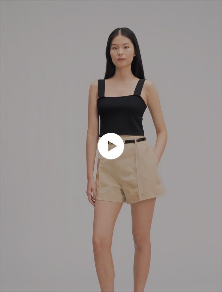 Knitted crop top with straps Black / Gray For Women | Maje