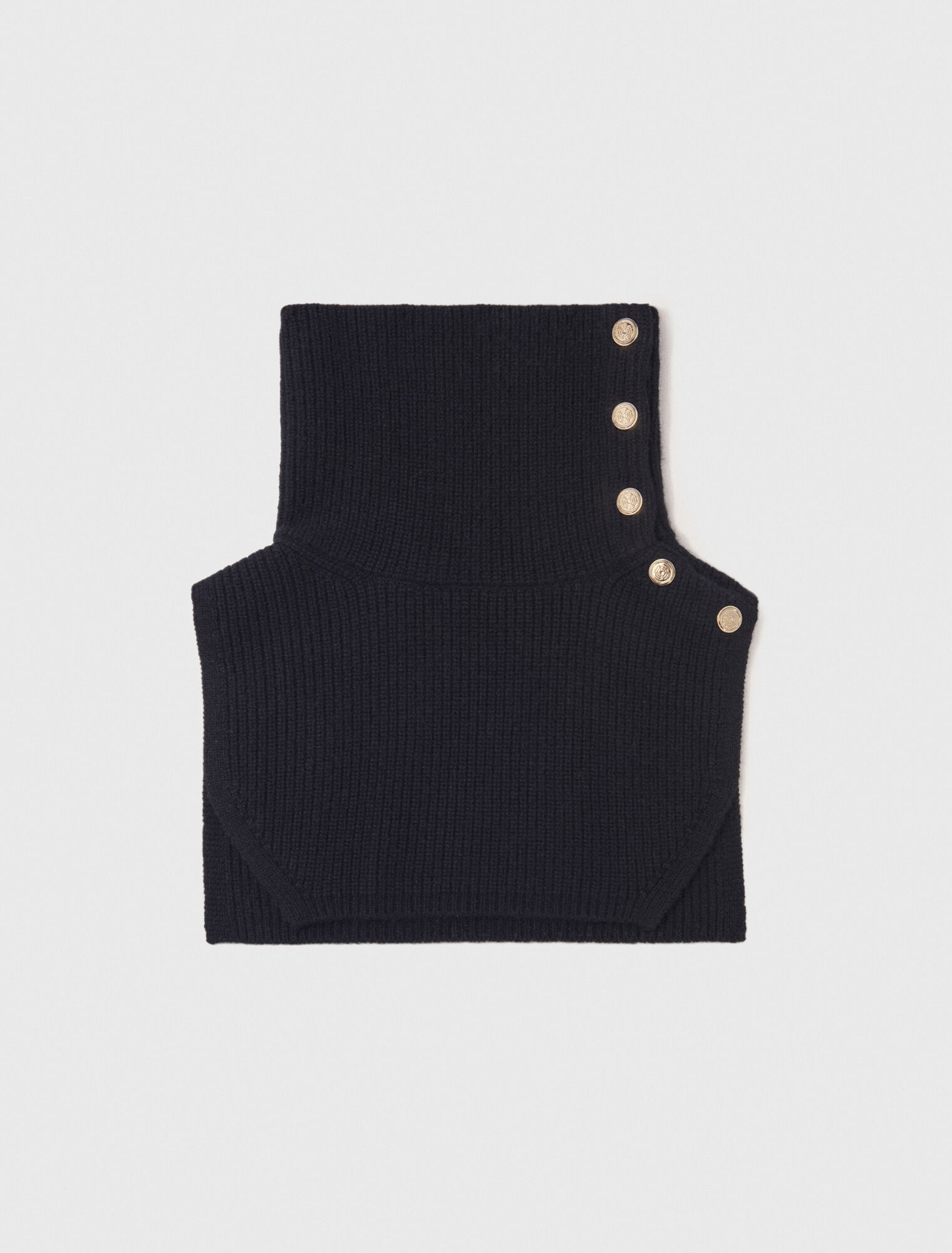 Button-up wool mix collar wrap