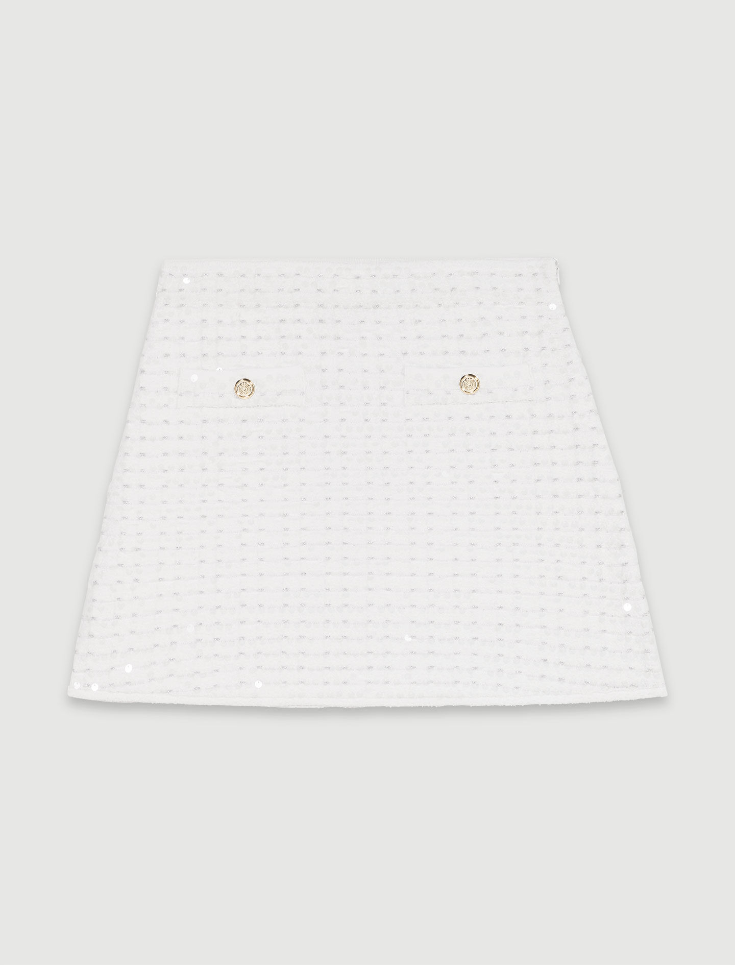 商品画像：Short sequinned knit skirt Natural For Women | Maje 2