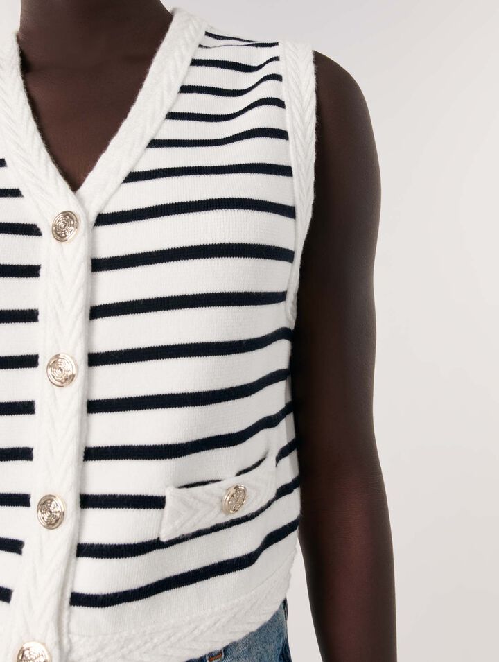 Sleeveless striped cardigan