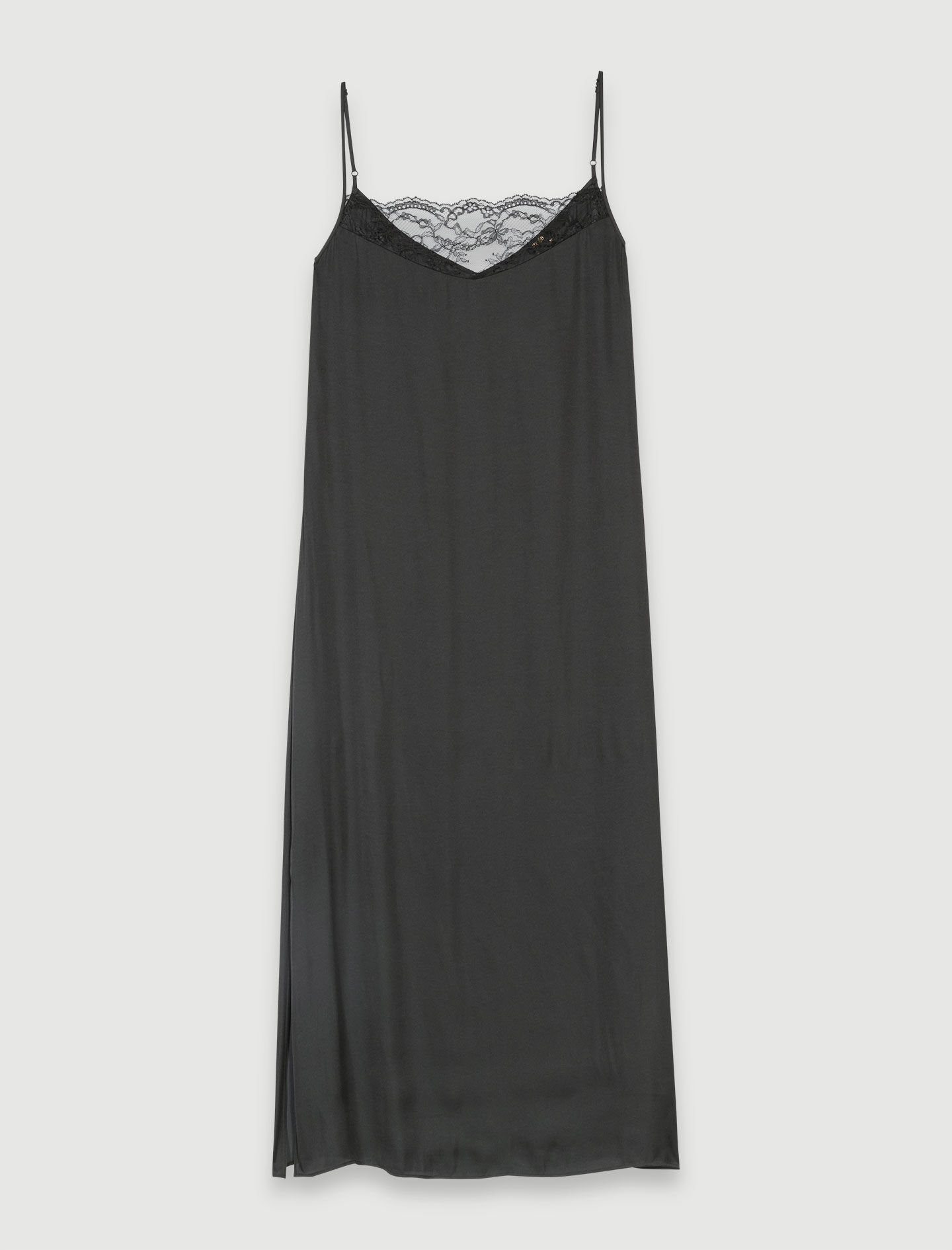 Long satin dress Black / Gray For Women | Maje