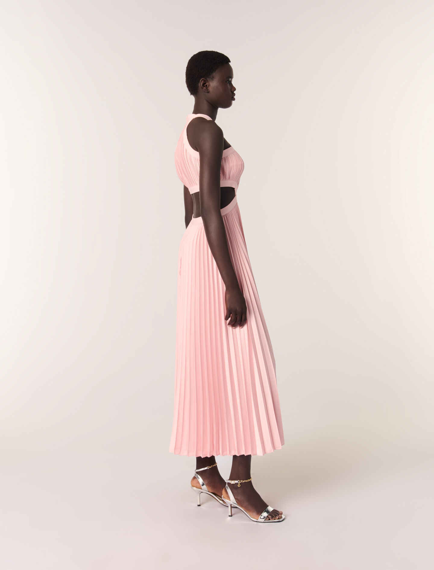 Pleated maxi dress Pink For Women | Maje