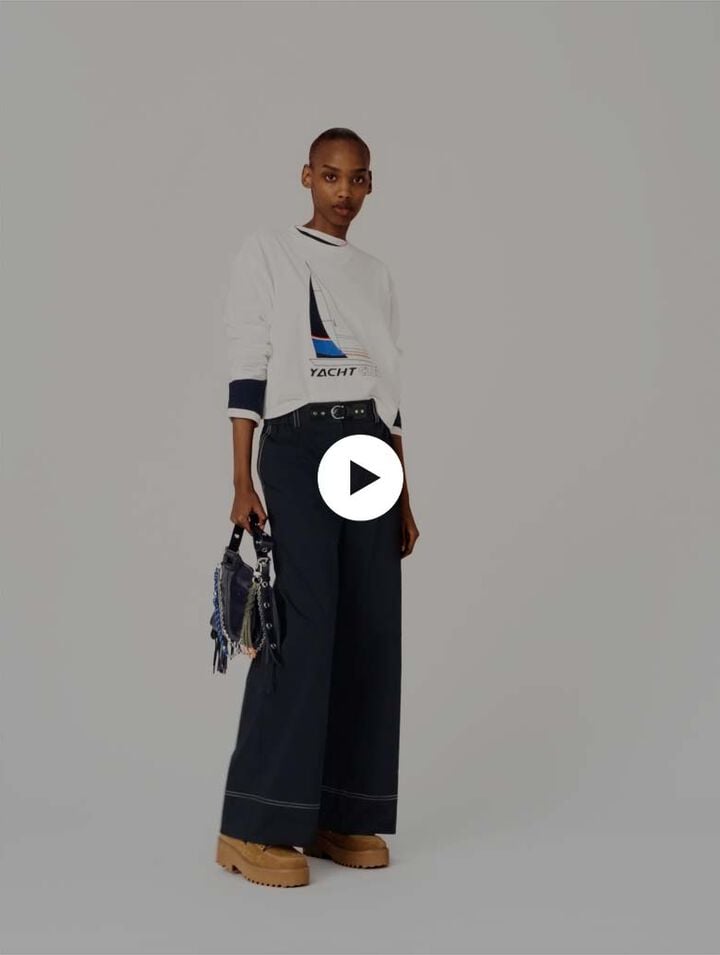 Cotton trousers with leather belt