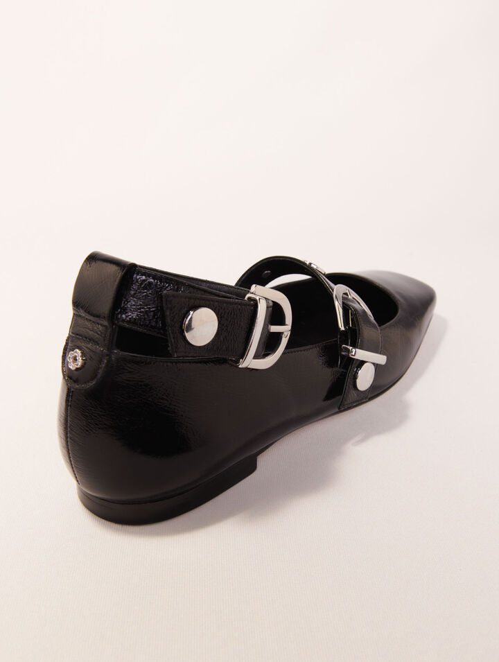 Studded leather Mary Jane flats