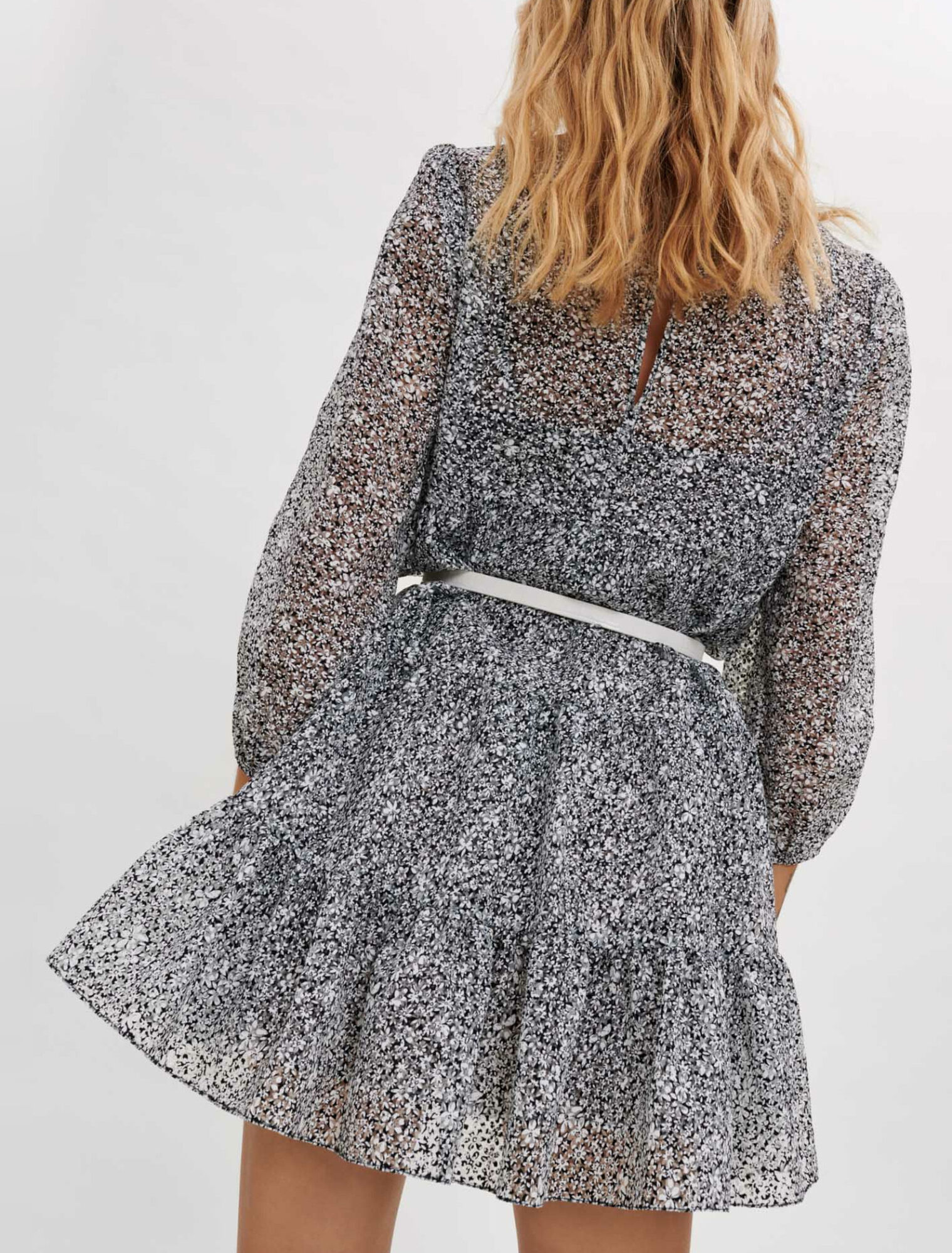 Baby doll dress in printed jacquard