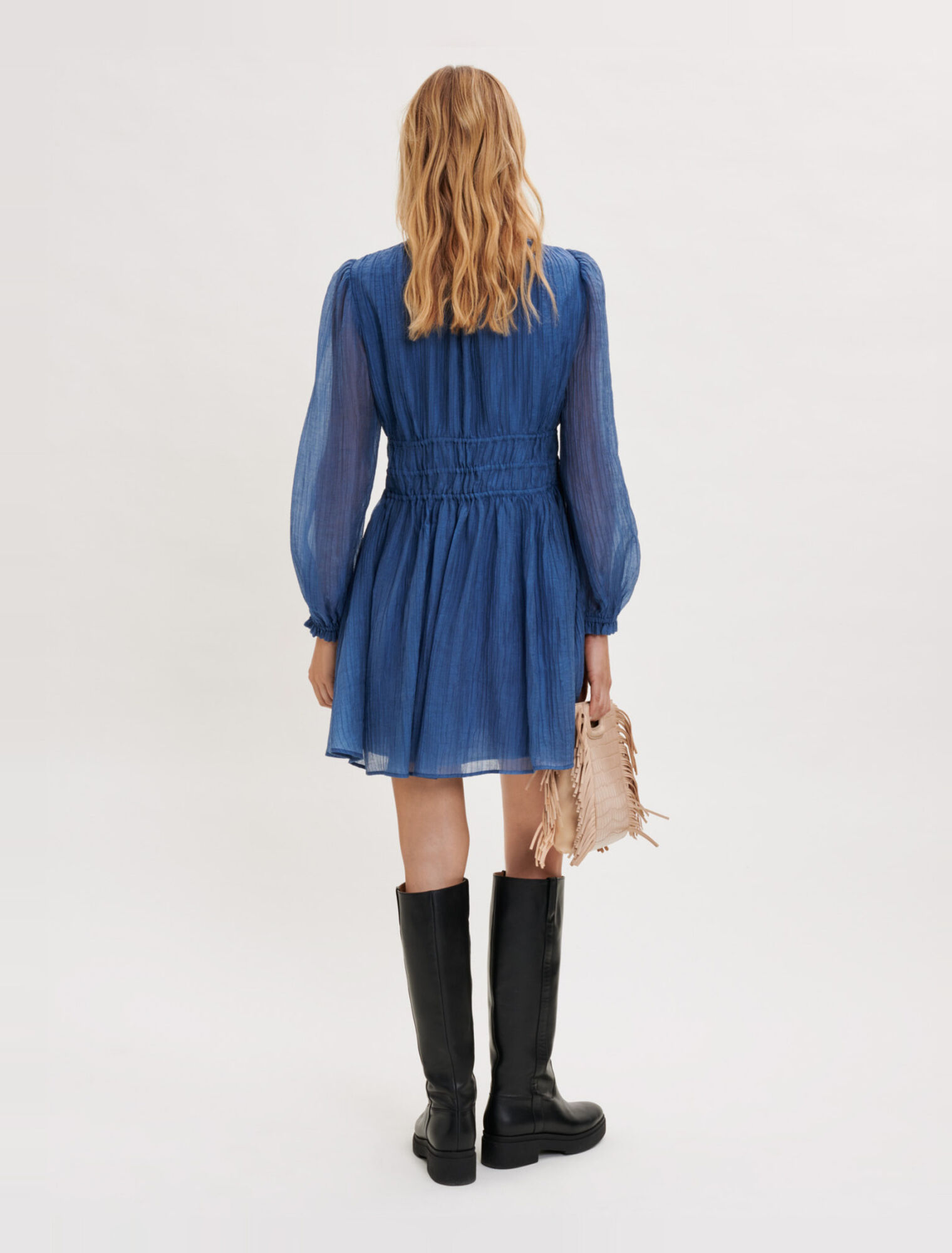 Voile dress with fitted waist