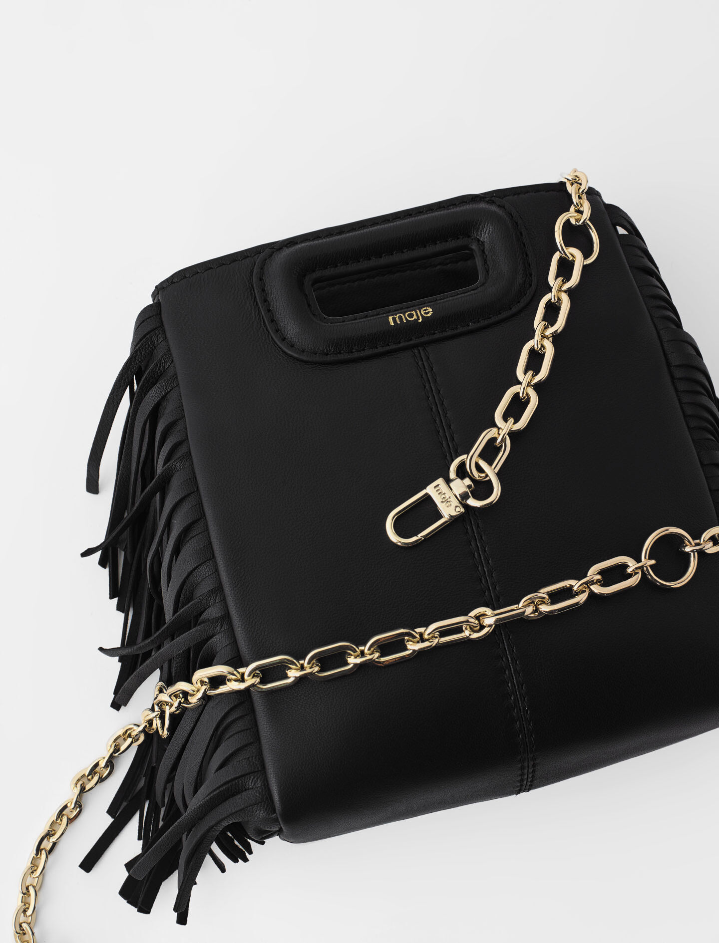 Leather bag with chain strap Black / Gray For Women | Maje