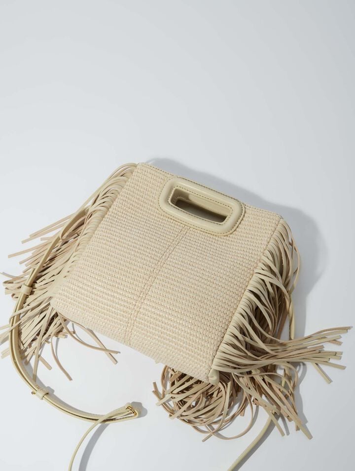 Textile and raffia M bag