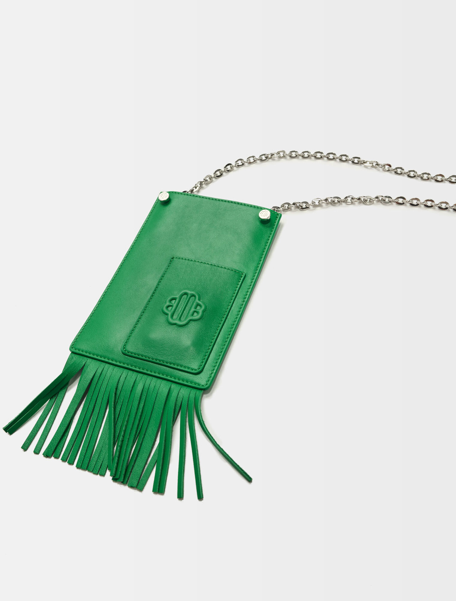 Leather fringe phone bag
