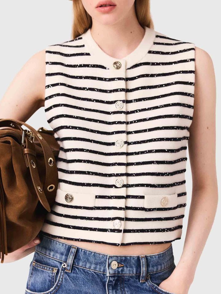 Striped wool blend top