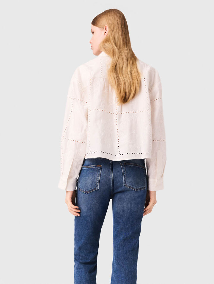 Cropped embroidered shirt
