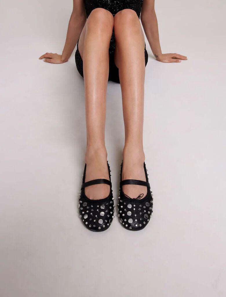 Studded ballet flats Black / Gray For Women | Maje Studded ballet flats Black / Gray For Women | Maje