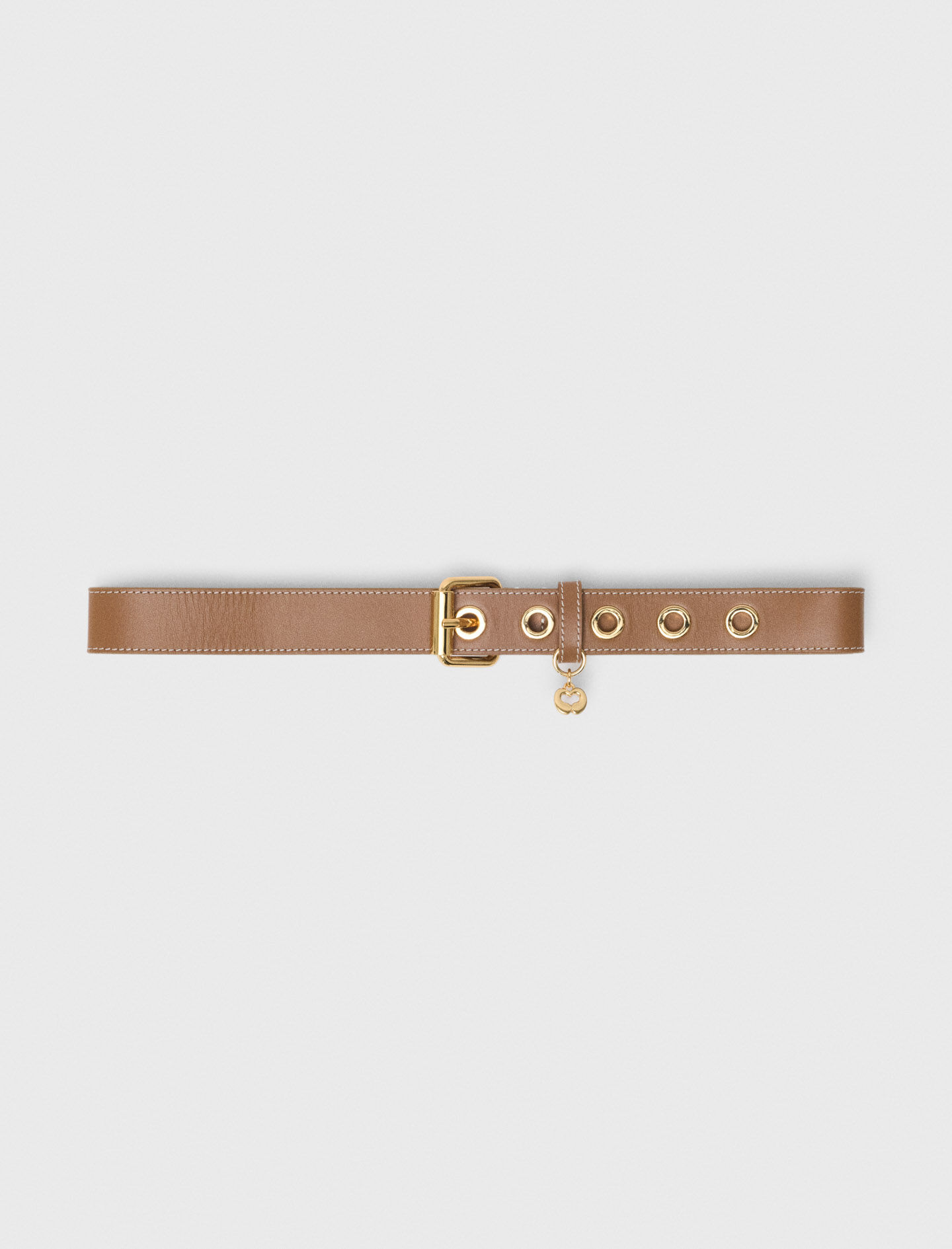 【ARGUE】LONG LETHER BELT brown×GOLD Leather belt with eyelets Brown For Women | Maje
