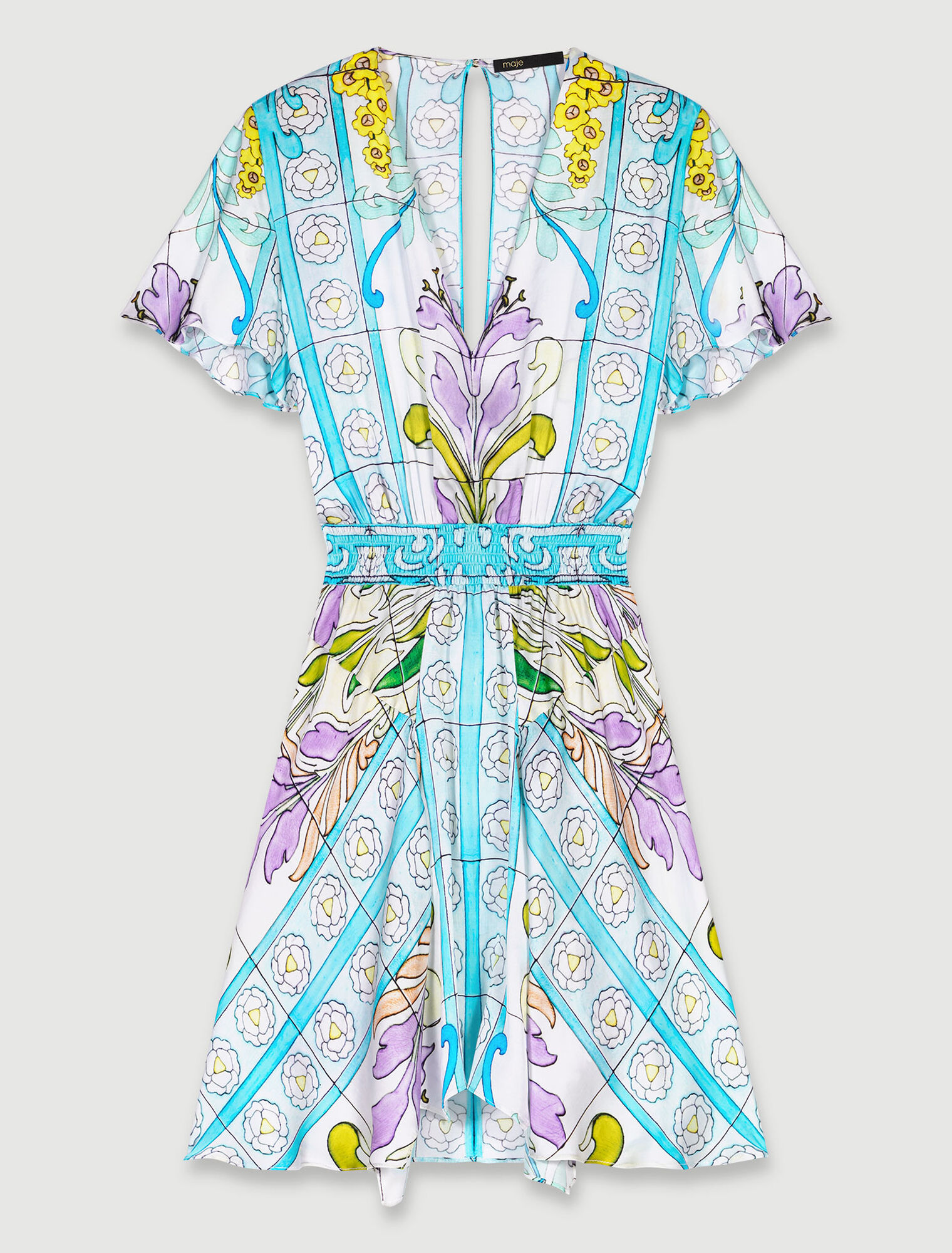 Short satin-effect print dress