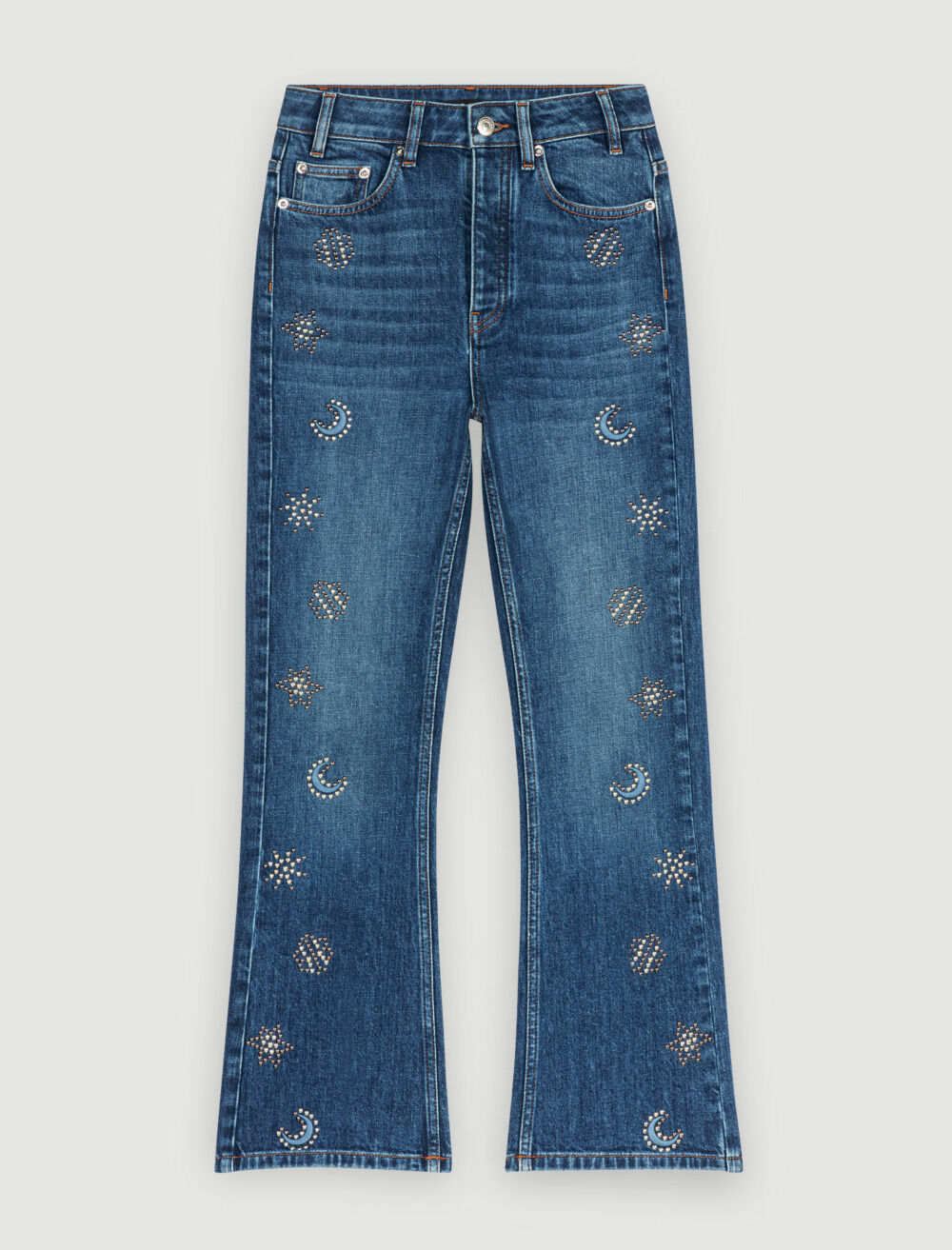 Jeans adorned with moon crystals Blue For Women | Maje