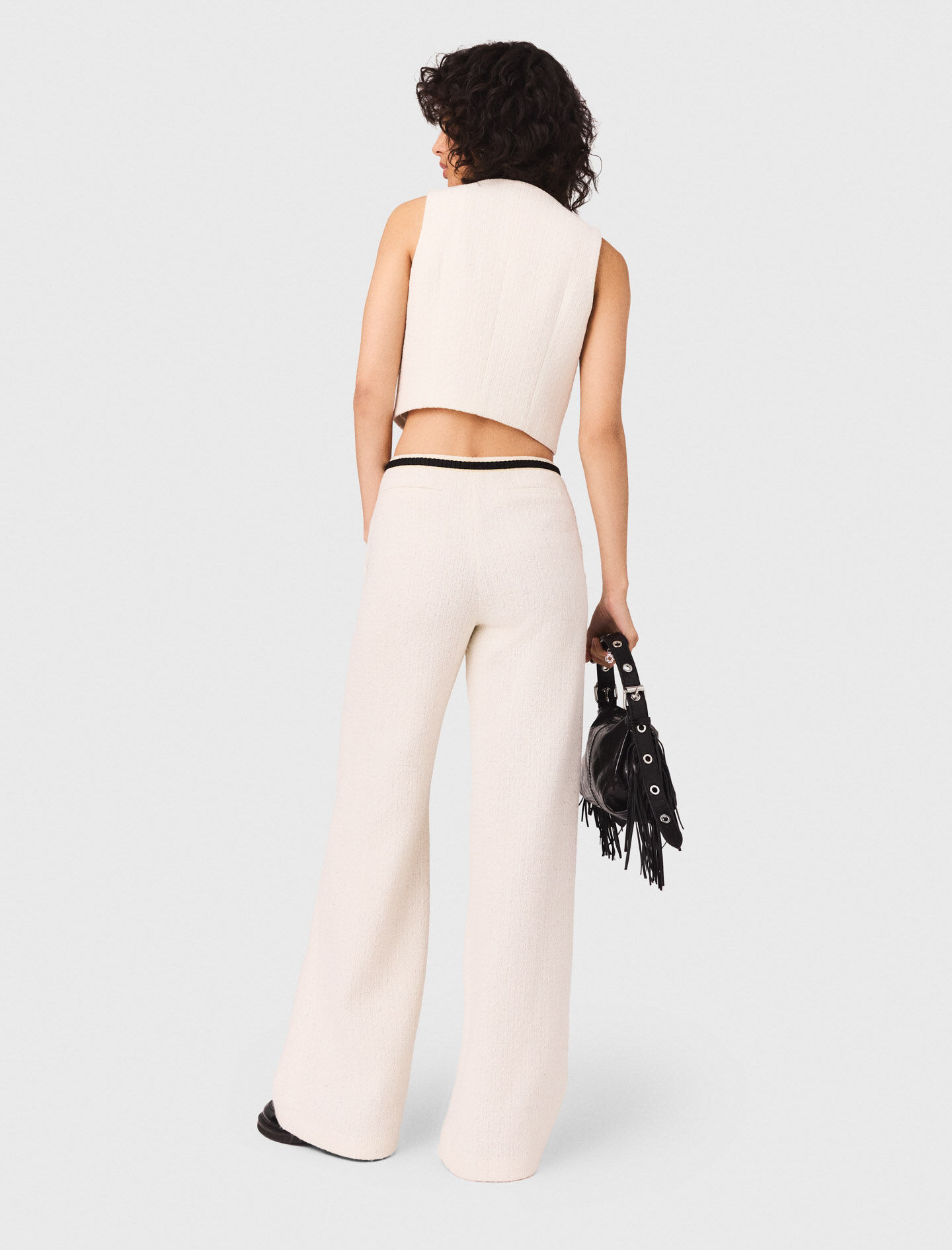 Sleeveless tweed lurex top White For Women | Maje