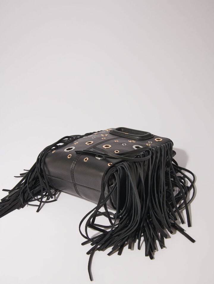 Leather M mini bag with eyelets