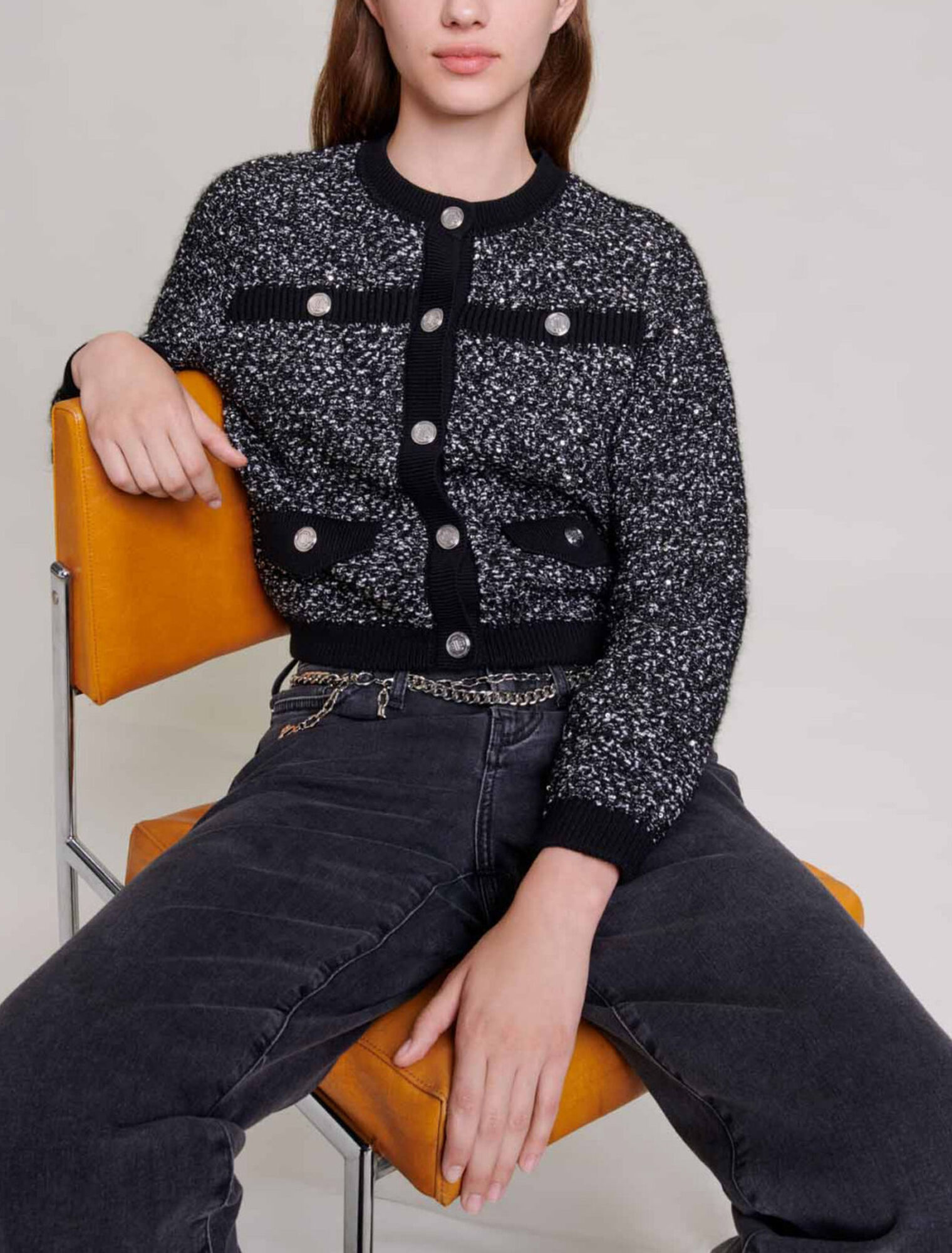 Short tweed-effect cardigan