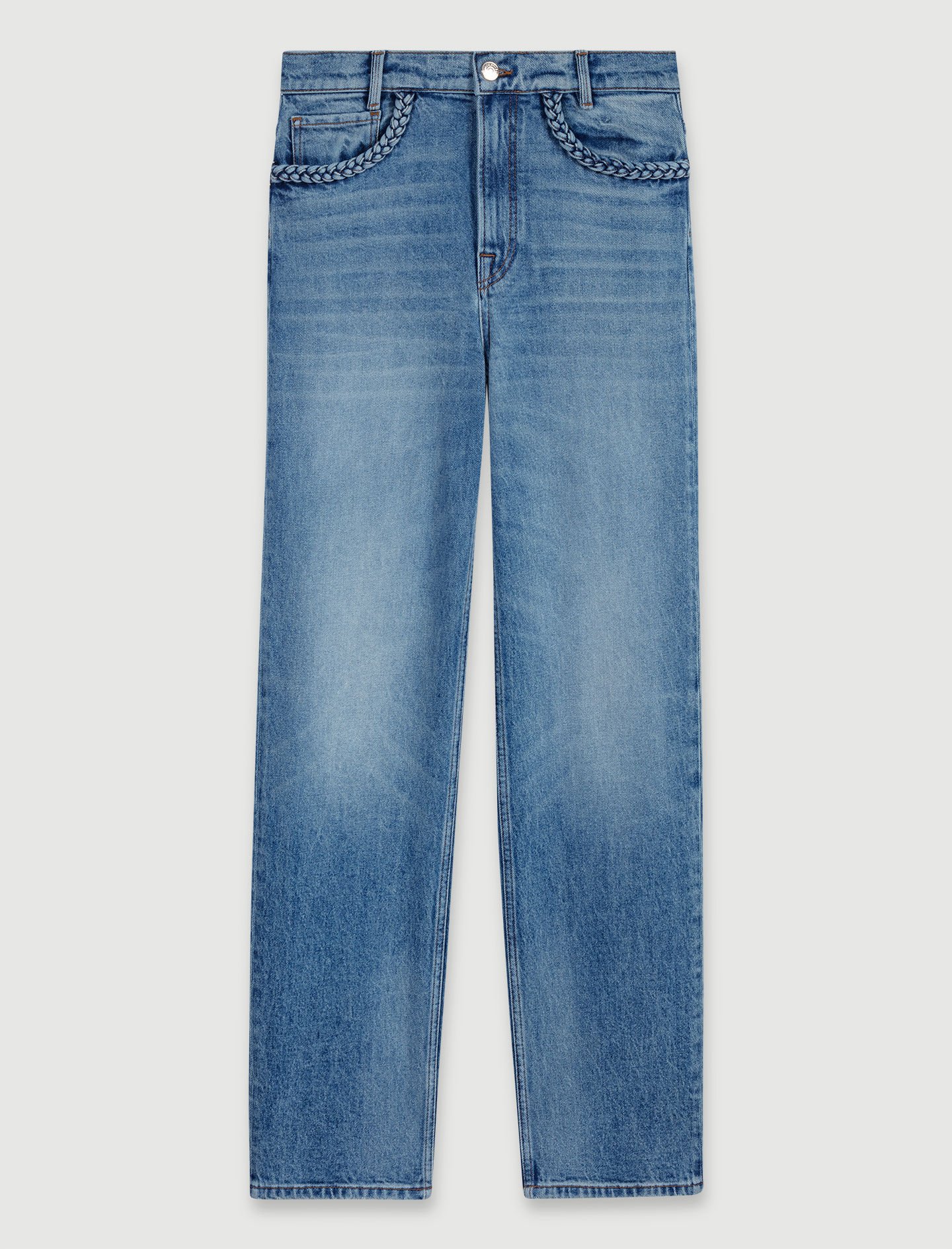 Straight-leg braided detail jeans Blue For Women | Maje Straight-leg braided detail jeans Blue For Women | Maje