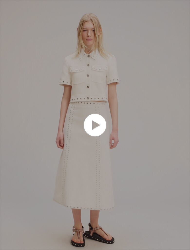 Knit midi skirt with studs White For Women | Maje