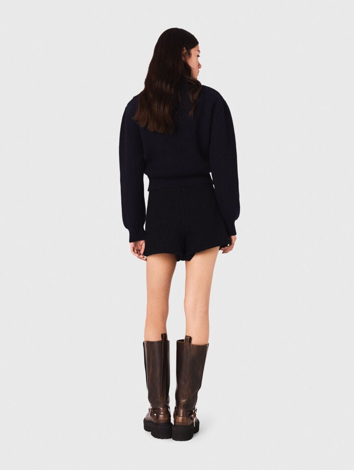 Tweed shorts with contrast band
