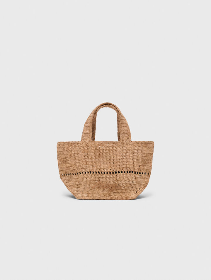Natural raffia mini shopping bag