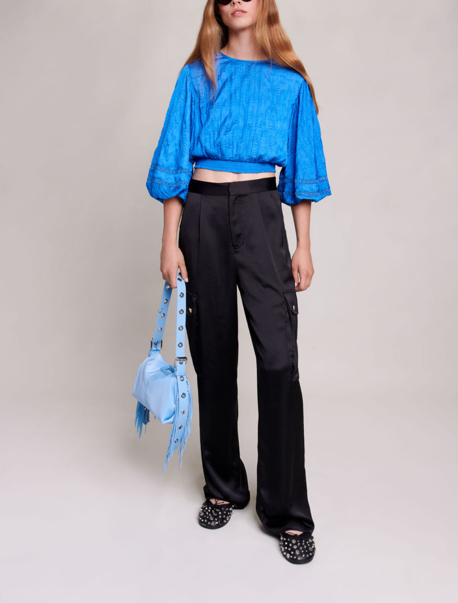 Satiny cargo trousers