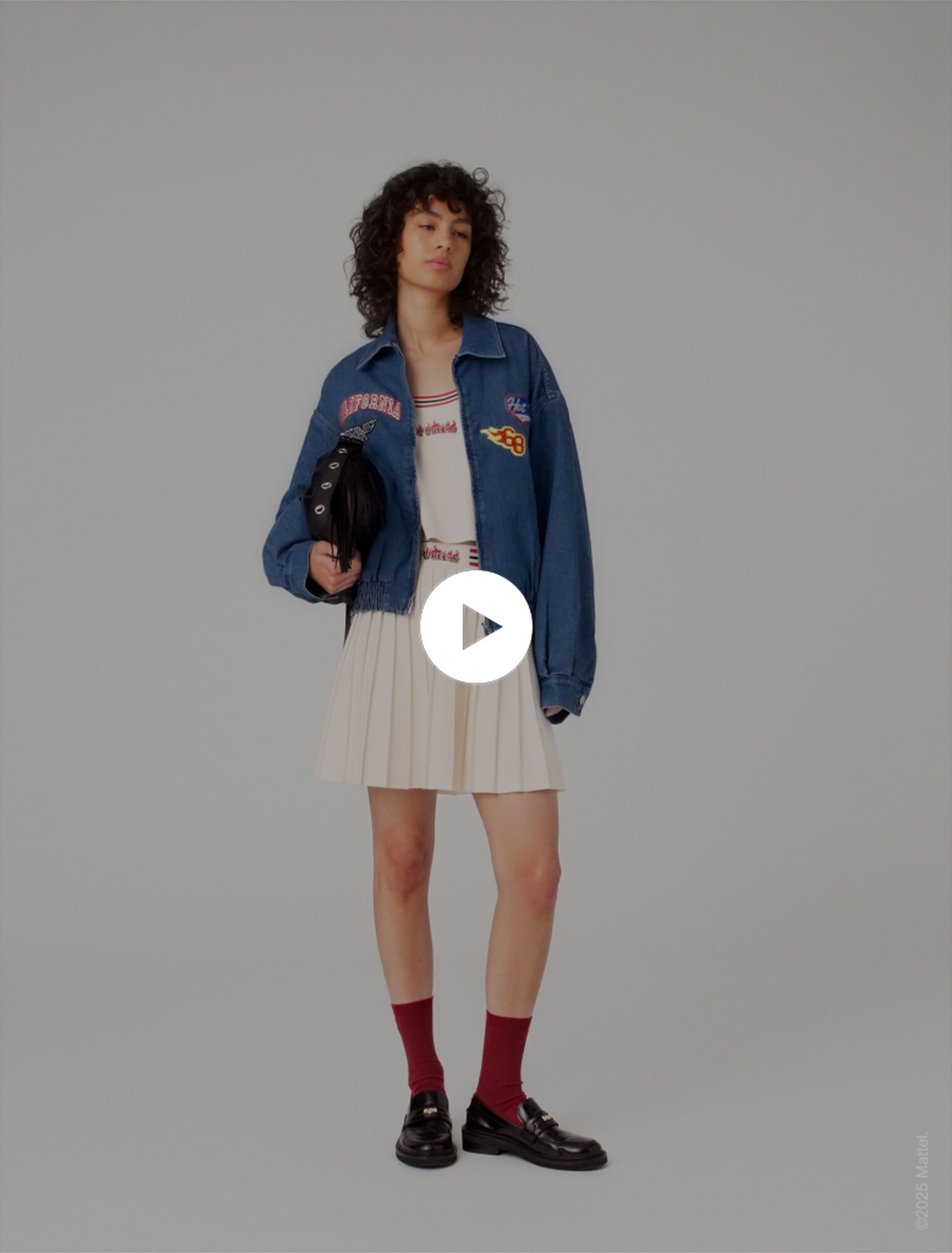 Oversized embroidered denim jacket