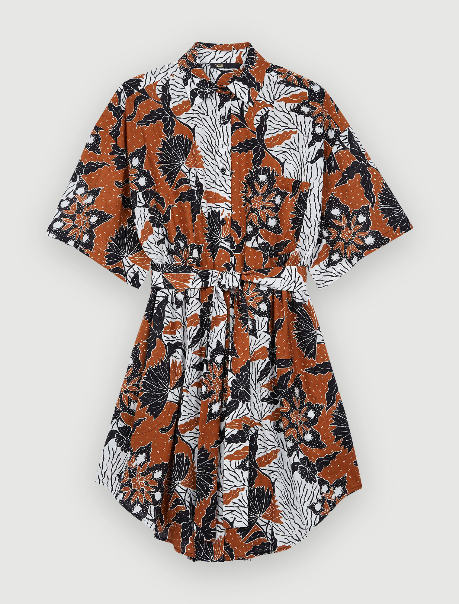 Printed cotton voile shirt dress