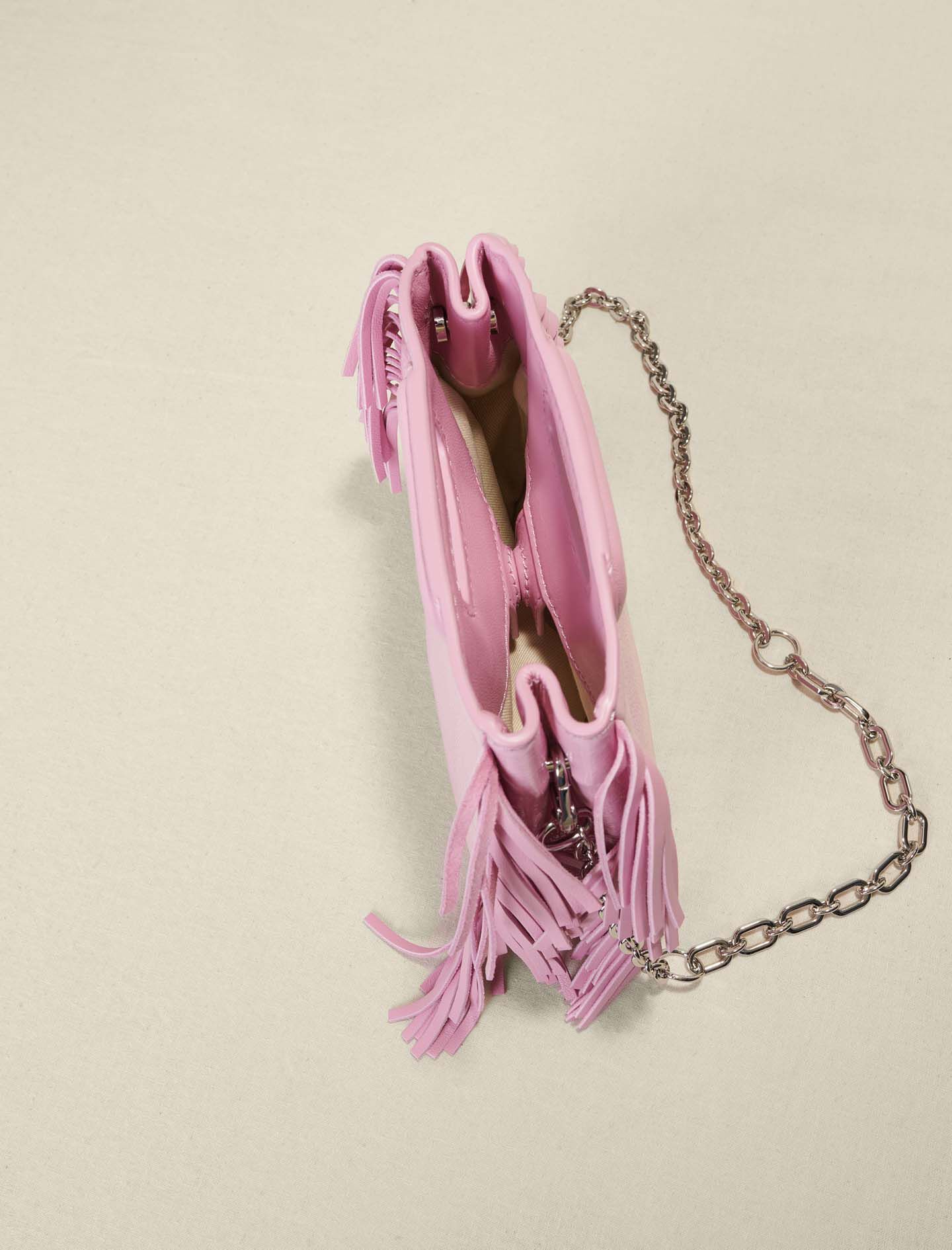 Pink leather mini M bag Pink For Women | Maje