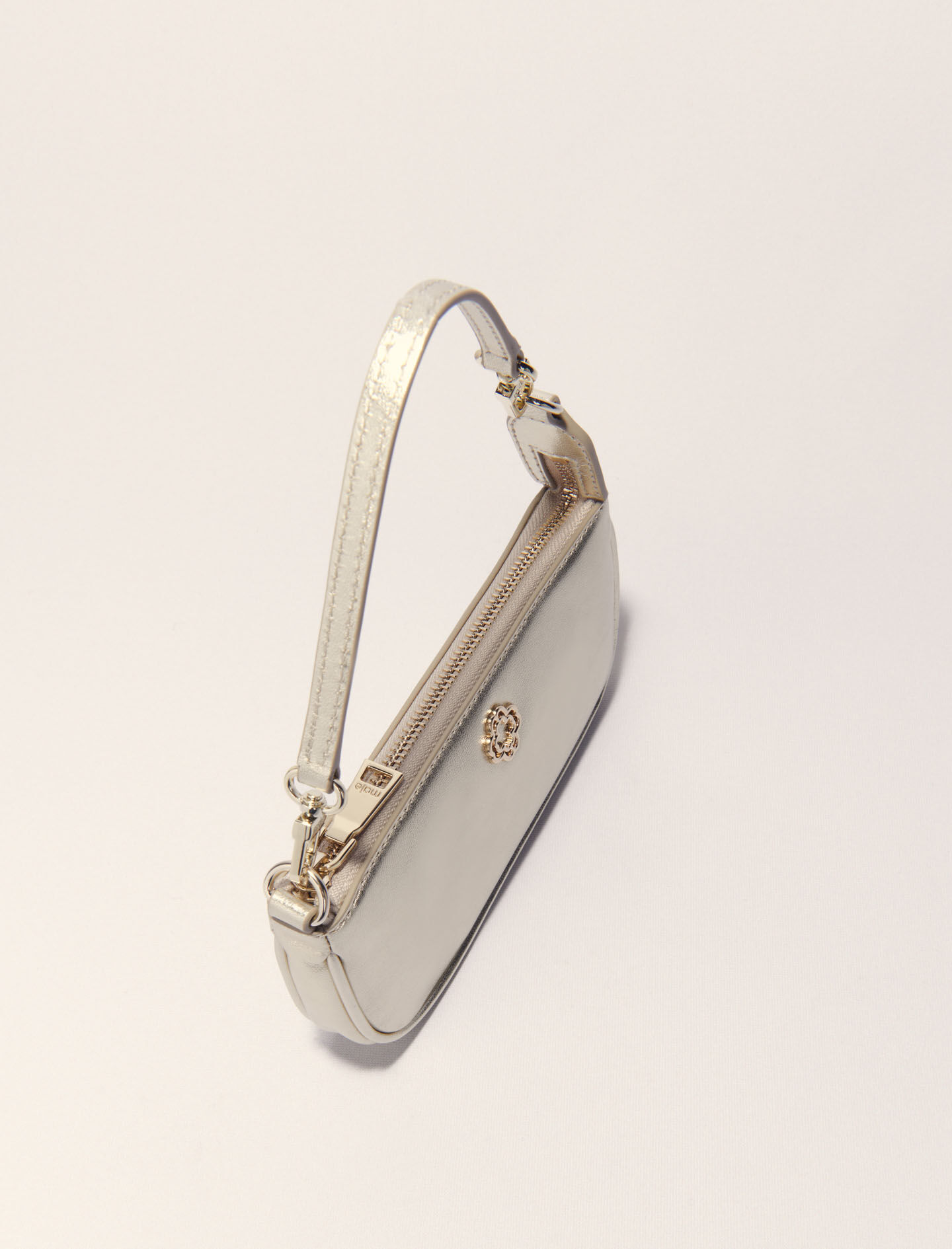 Metallic leather Sarah clutch bag Denim - Jeans For Women | Maje
