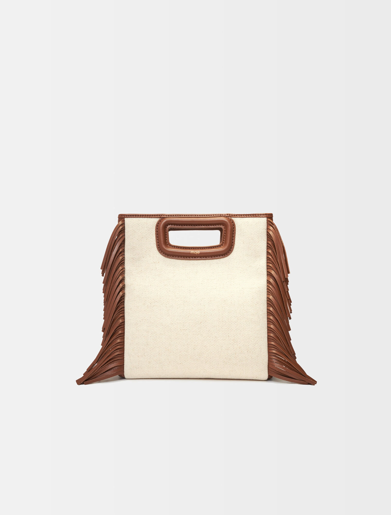 Leather and material mix M bag