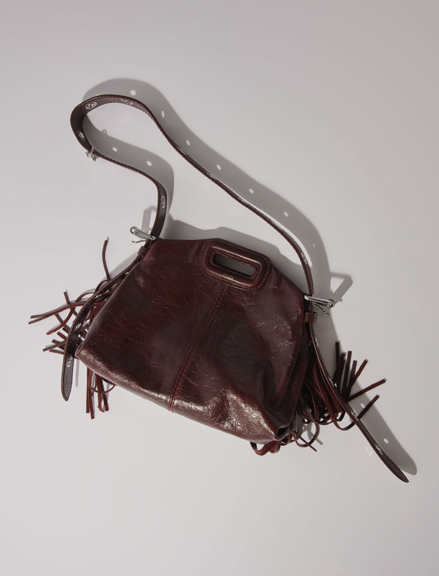 Crackled leather Miss M Mini bag Red For Women | Maje