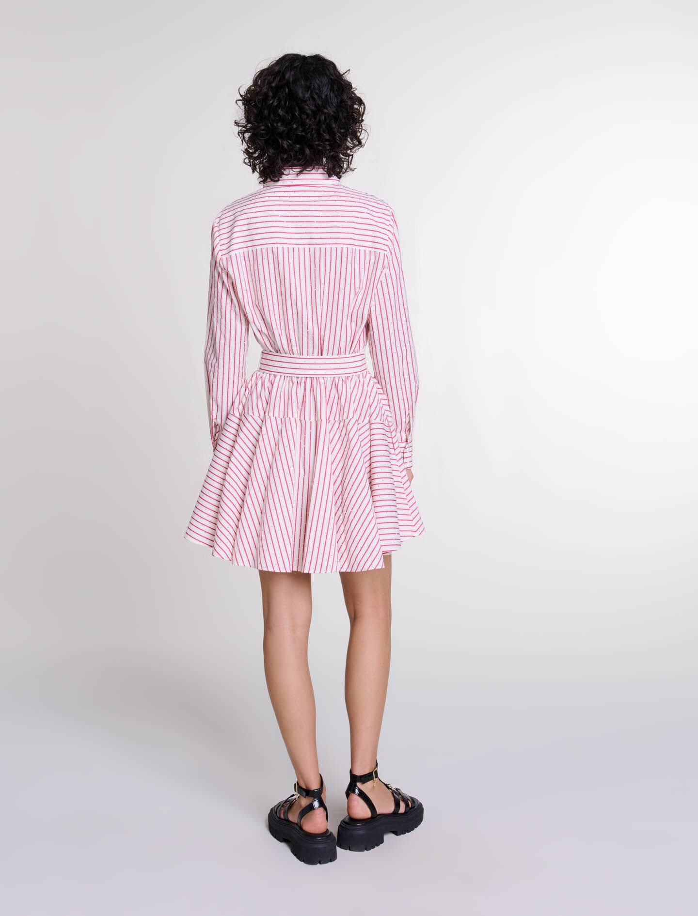 Striped rhinestone short dress White For Women | Maje