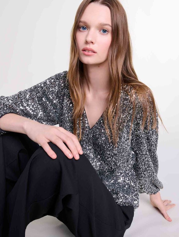 Smocked sequin top
