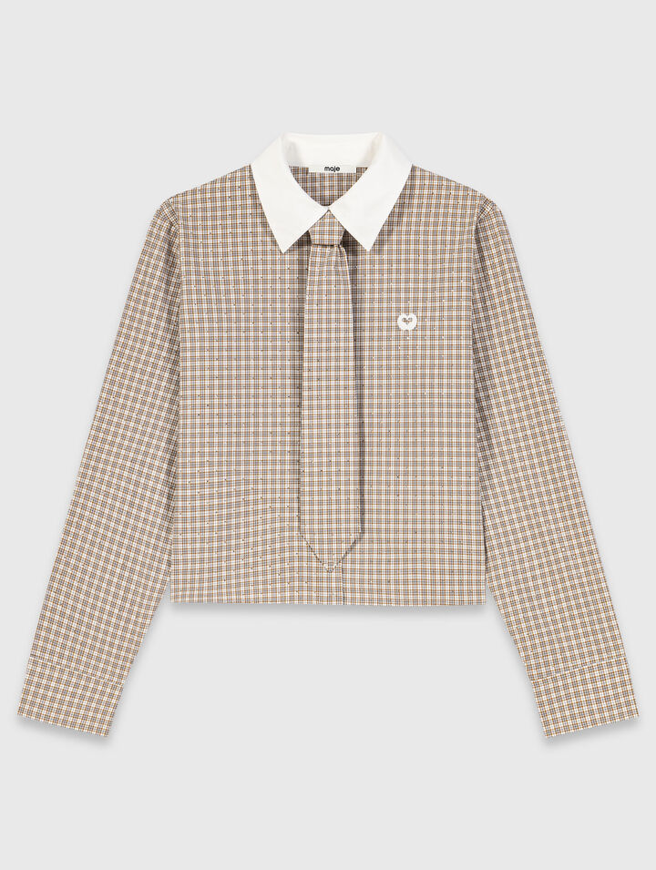 Short rhinestone checked shirt