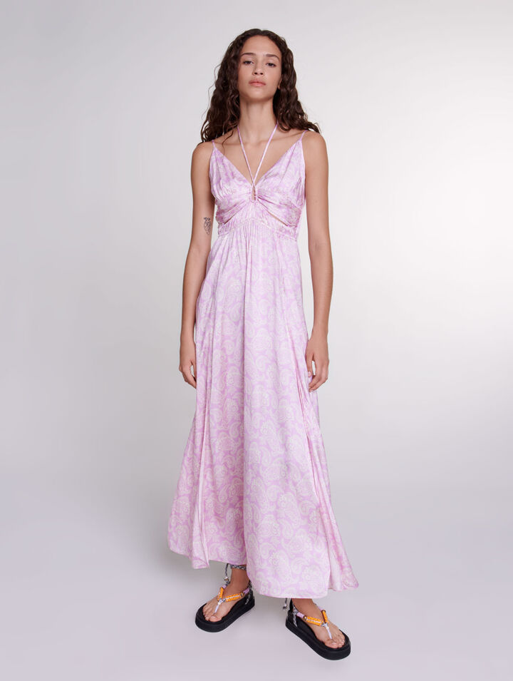 마쥬 Maje Openwork patterned maxi dress,Pink cashmere print