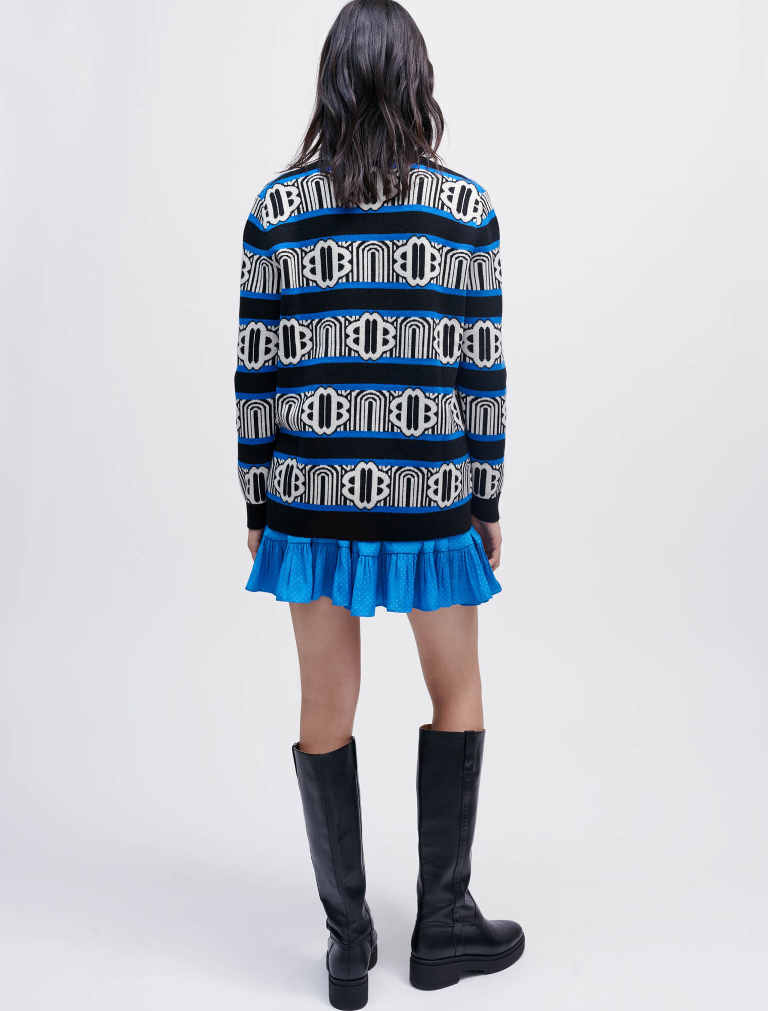 Cardigan in decorative Maje Clover knit