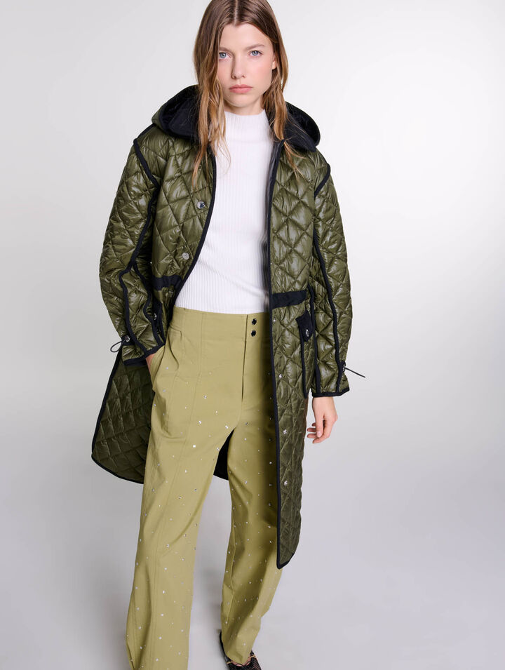 Contrast quilted puffer jacket