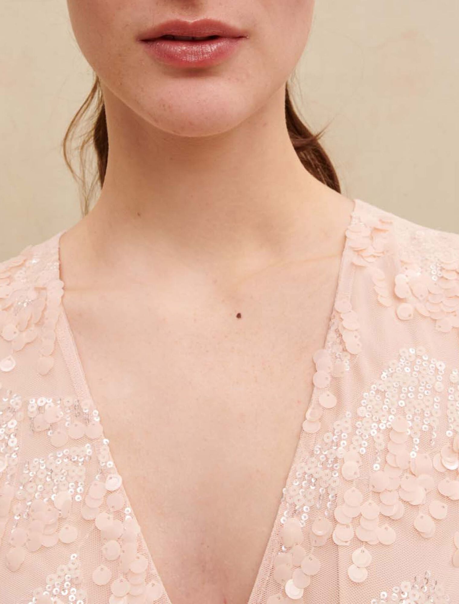 Long ruffled sequinned dress