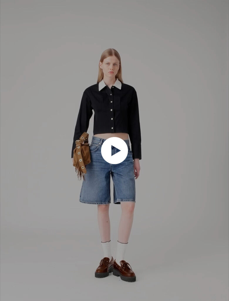 Cropped poplin shirt Blue For Women | Maje