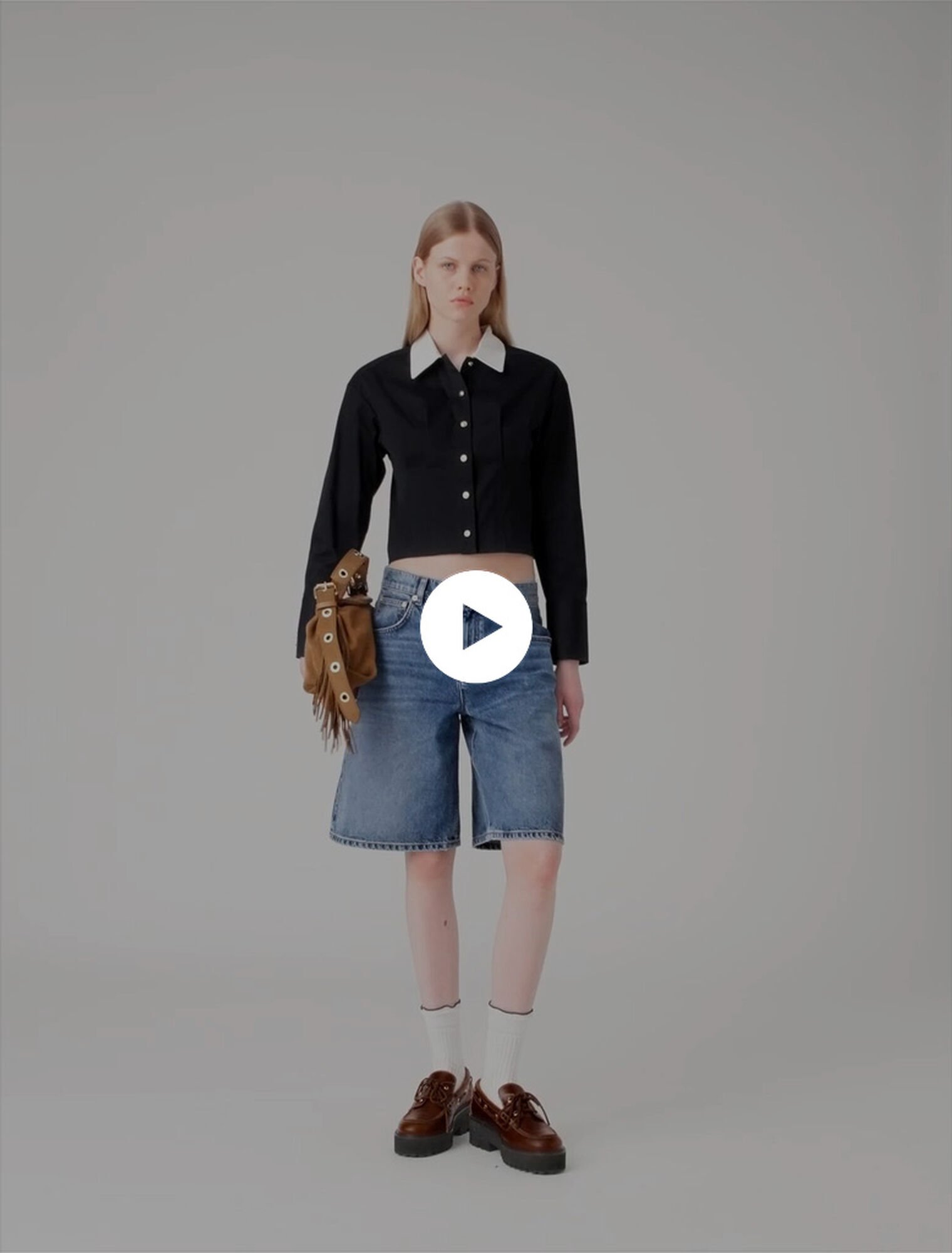 Cropped poplin shirt