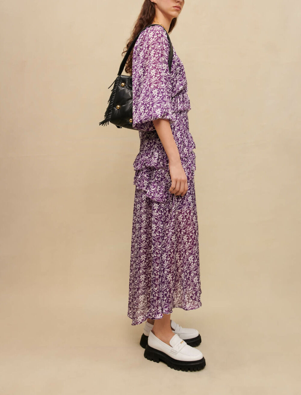 Floral print maxi dress Purple For Women | Maje