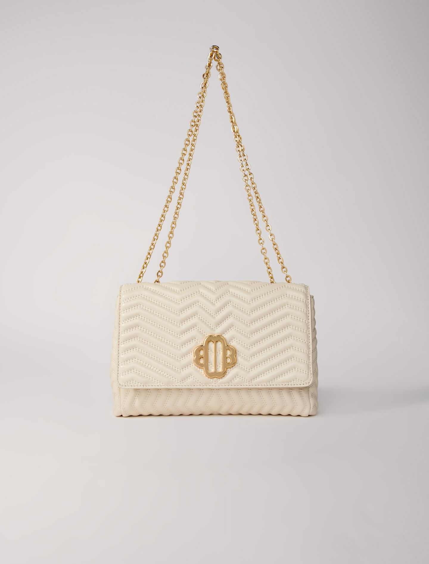 バッグ maje3333 Leather bag with chain strap Ecru For Women | Maje