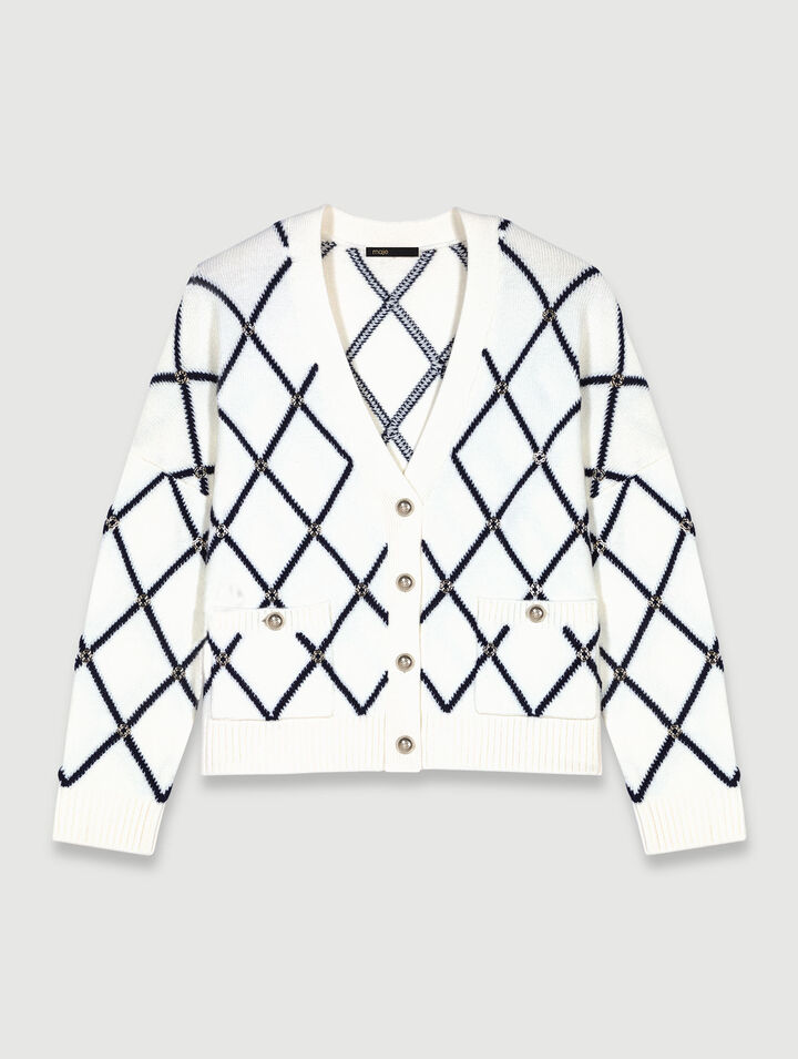 Diamond pattern knitted cardigan
