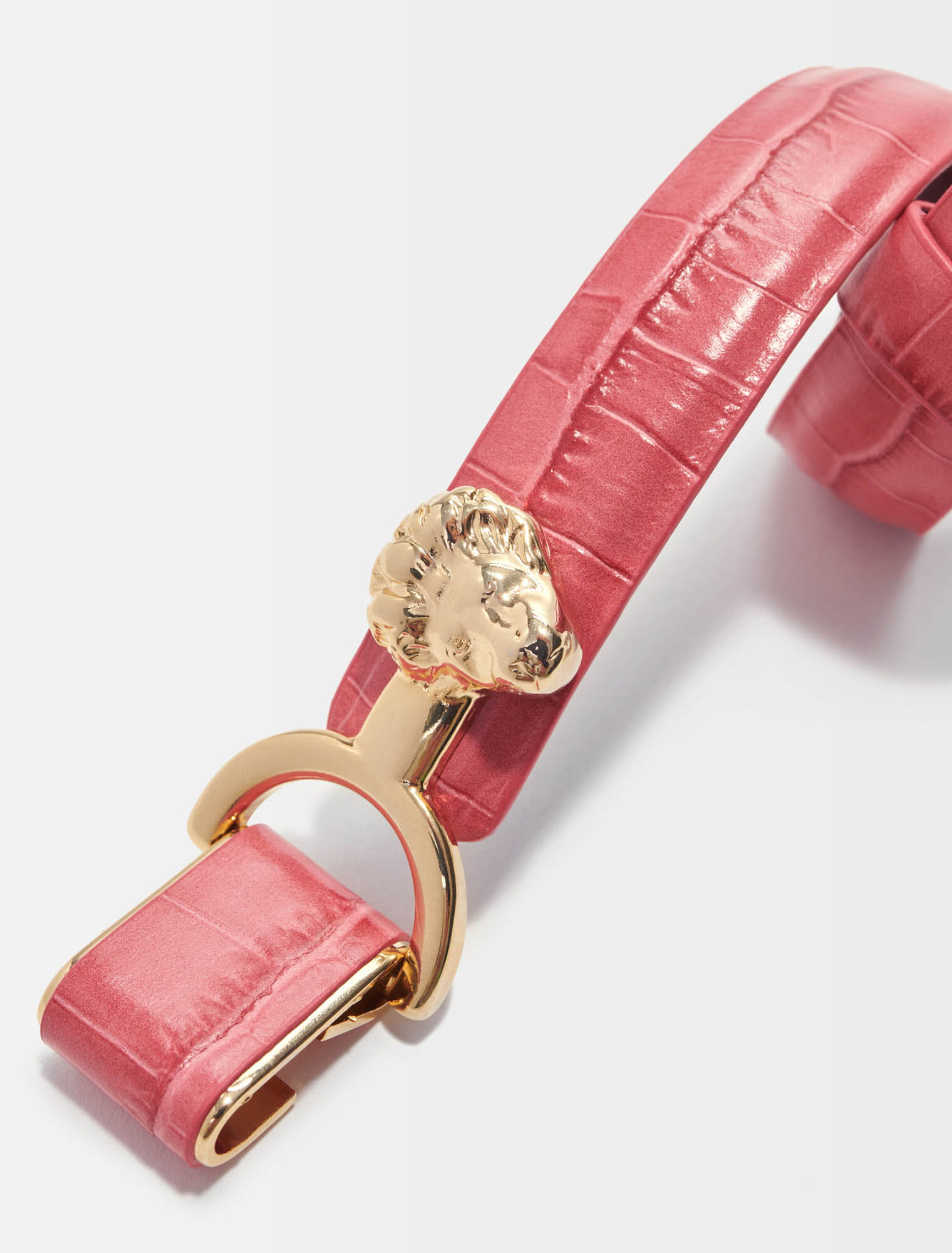 Thin leather belt with lion bit