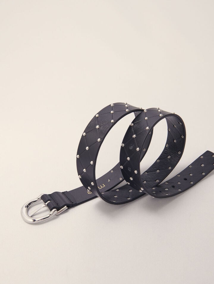 Quilted leather belt