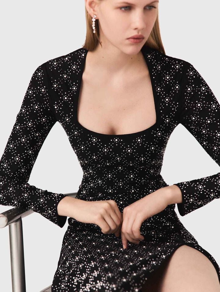 Beaded and rhinestone maxi dress