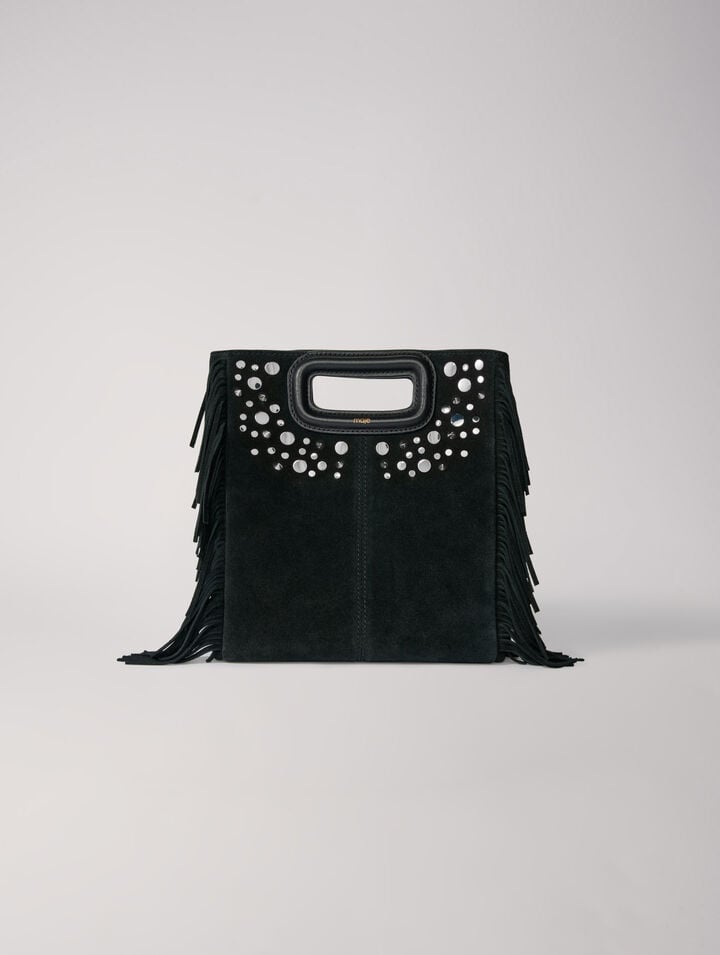 Fringed leather M bag