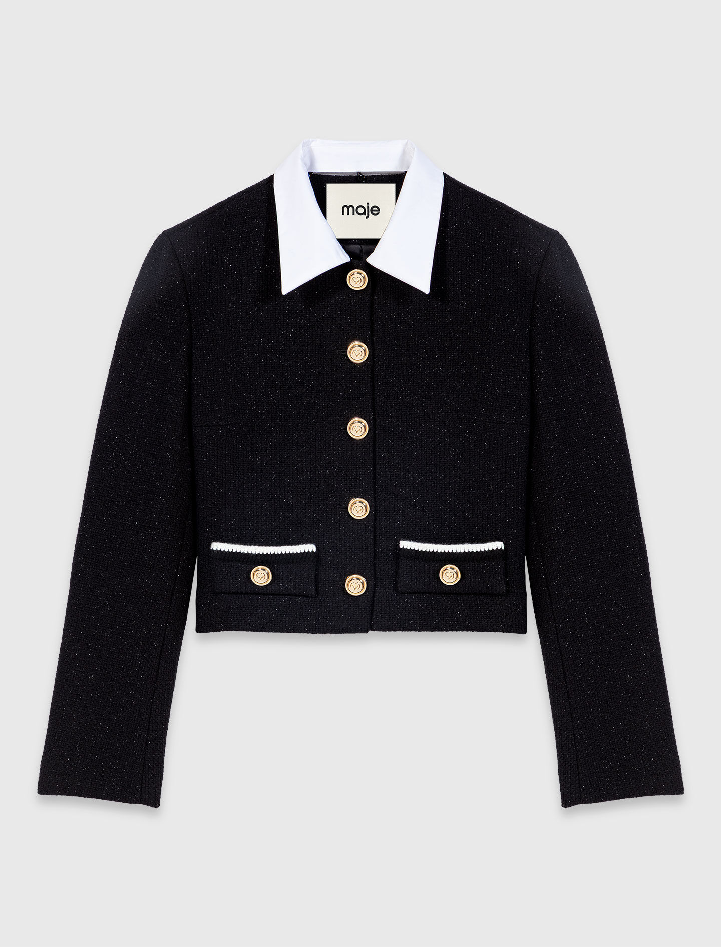 Short tweed jacket Black / Gray For Women | Maje